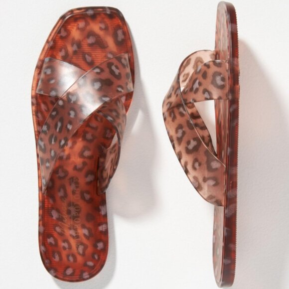Anthro x Matisse Brown Jelly Slide Sandals - Picture 1 of 11